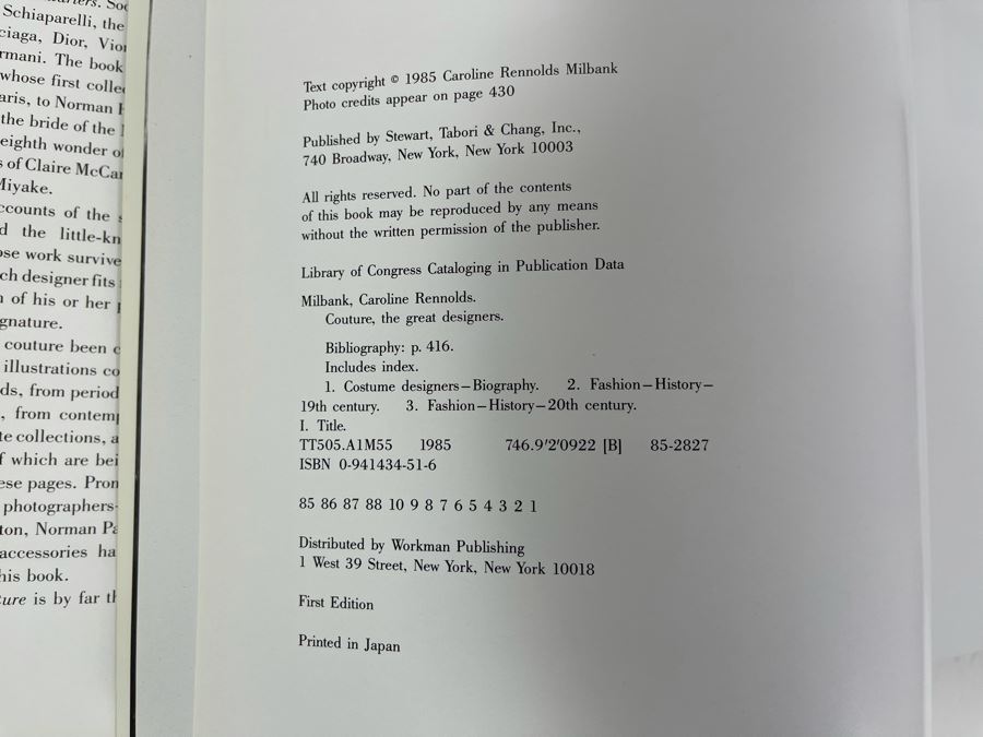 First Edition Hardcover 1985 Couture: The Great Designers Book By Caroline Rennolds Milbank [Photo 5]