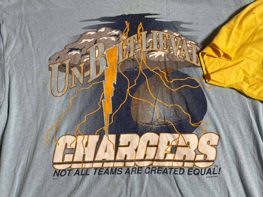 Three Vintage NFL San Diego Chargers Shirts And One Vintage San Diego Chargers Jacket [Photo 4]