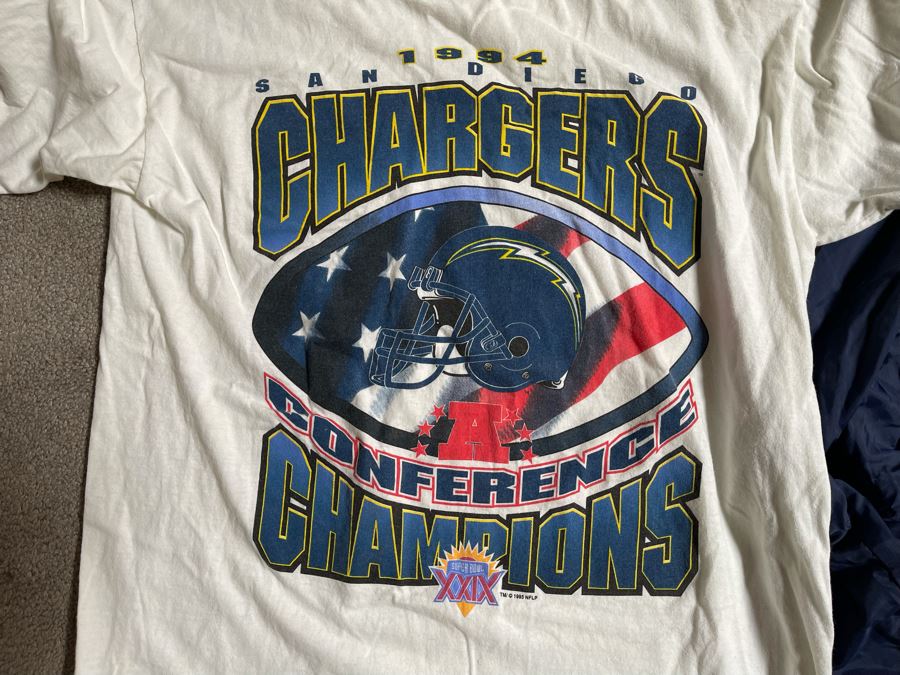 Three Vintage NFL San Diego Chargers Shirts And One Vintage San Diego Chargers Jacket [Photo 2]