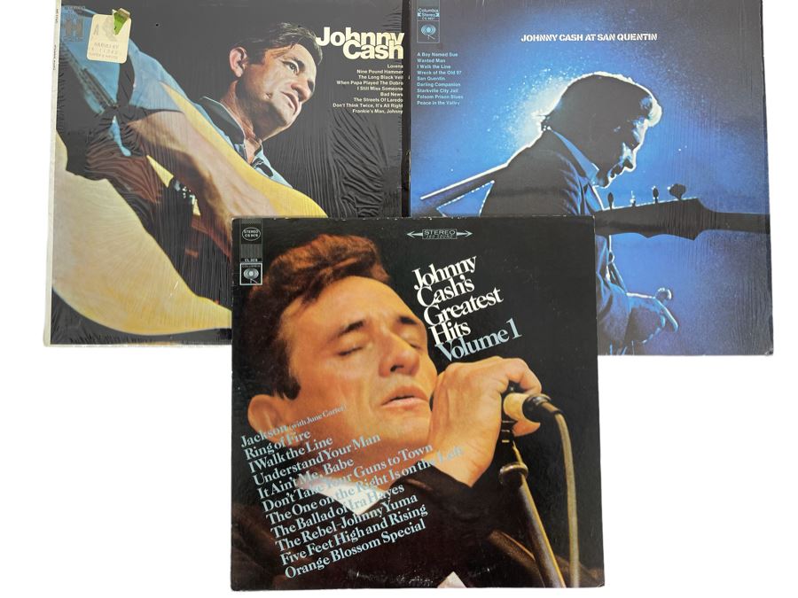 Three Johnny Cash Vinyl Record Albums [Photo 1]