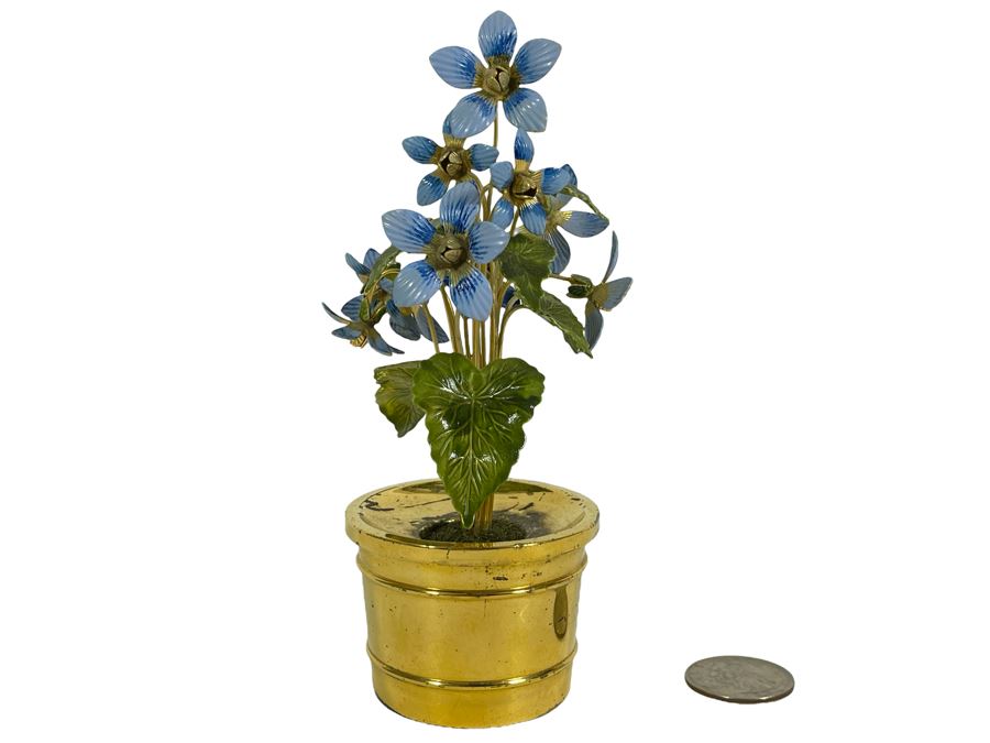 Gorham Sterling Silver 'Fleurs Des Siecle' Miniature Enamel Flowers Pot 5.5H 177g