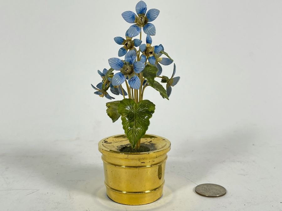 Gorham Sterling Silver 'Fleurs Des Siecle' Miniature Enamel Flowers Pot 5.5H 177g [Photo 3]