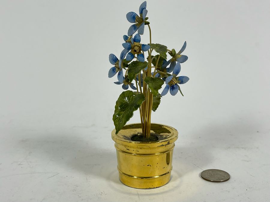 Gorham Sterling Silver 'Fleurs Des Siecle' Miniature Enamel Flowers Pot 5.5H 177g [Photo 4]