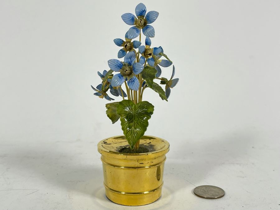Gorham Sterling Silver 'Fleurs Des Siecle' Miniature Enamel Flowers Pot 5.5H 177g [Photo 2]