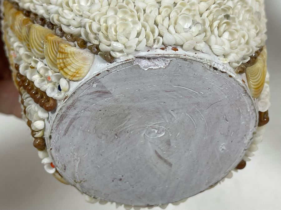 Pair Of Stunning Handmade Mid-Century Shell Covered Vases 9H [Photo 17]