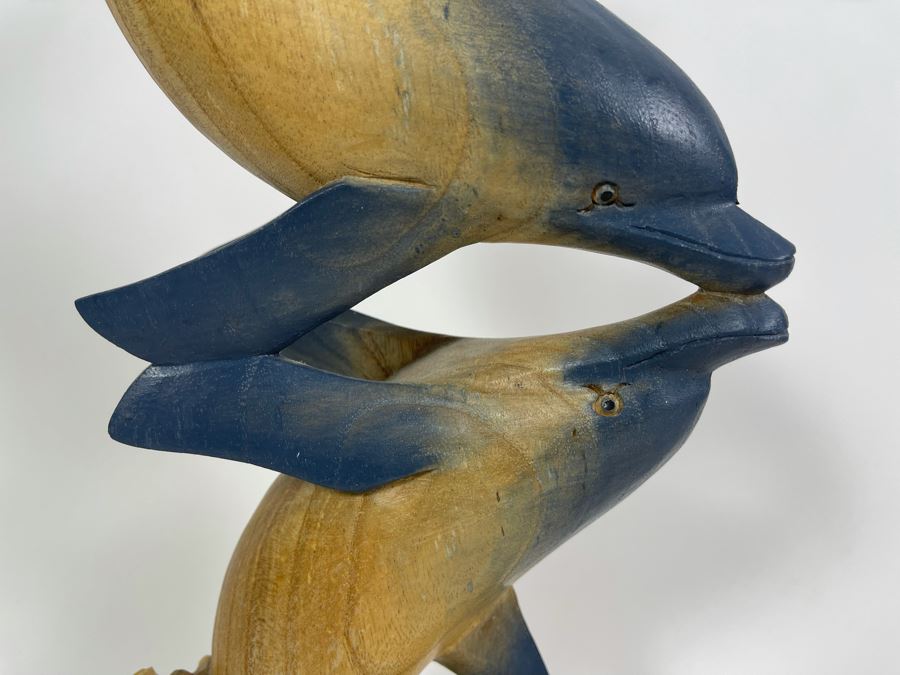Carved Wooden Dolphin Sculpture 7.5W X 3D X 18.5H [Photo 7]