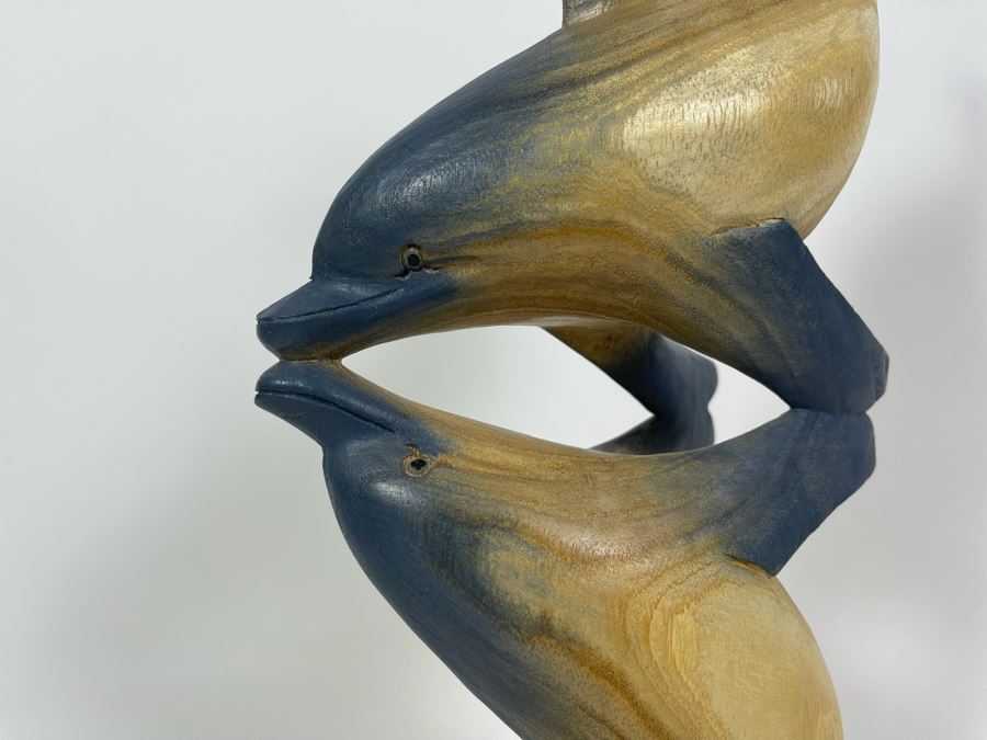 Carved Wooden Dolphin Sculpture 7.5W X 3D X 18.5H [Photo 4]