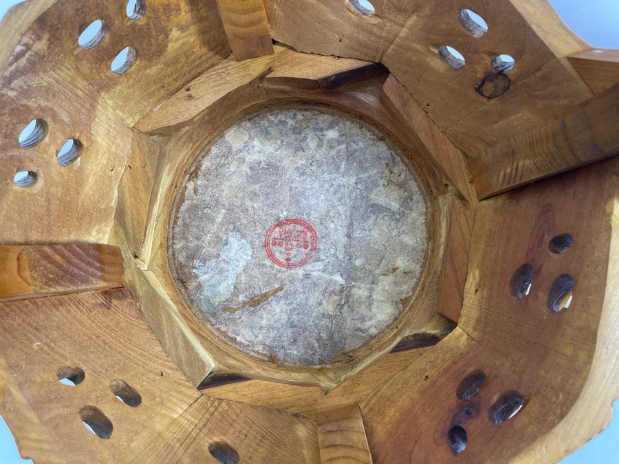 Pair Of Chinese Carved Wooden Fern Stands With Marble Tops 16W X 24H [Photo 12]