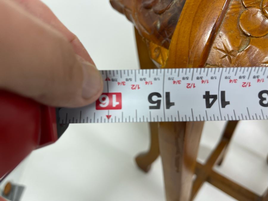 Pair Of Chinese Carved Wooden Fern Stands With Marble Tops 16W X 24H [Photo 10]