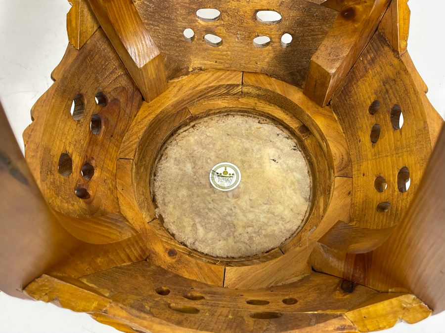 Pair Of Chinese Carved Wooden Fern Stands With Marble Tops 16W X 24H [Photo 15]