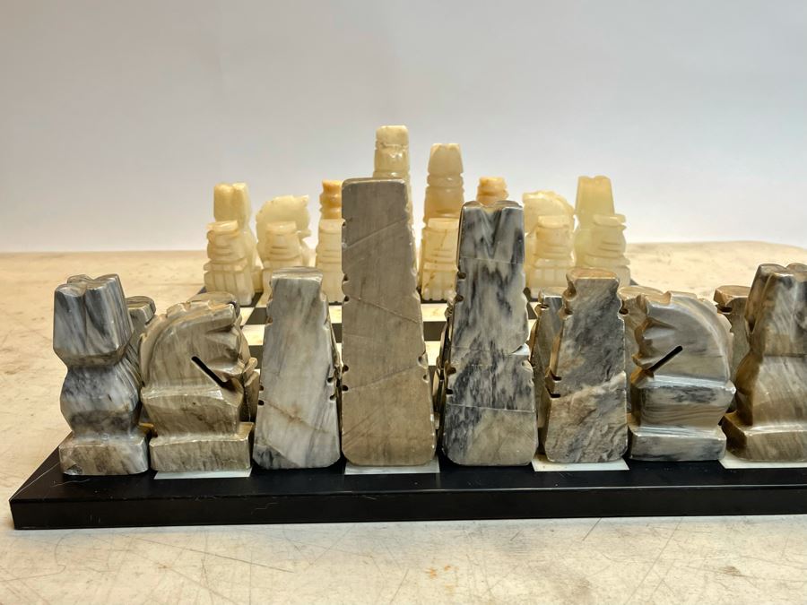 Hand Carved Marble Chess Pieces With Marble Board 16.5W X 16.5D X .75H [Photo 12]