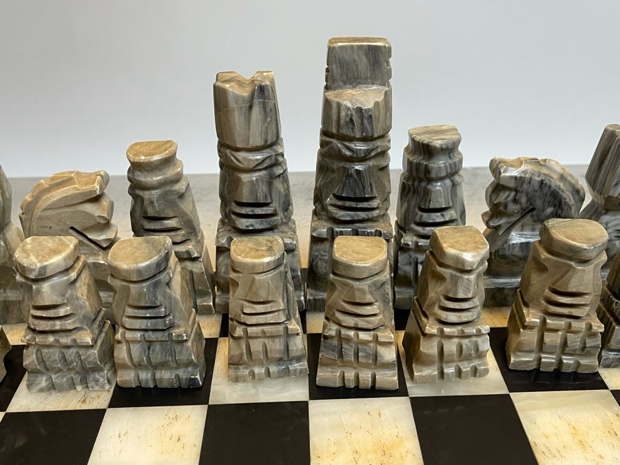 Hand Carved Marble Chess Pieces With Marble Board 16.5W X 16.5D X .75H [Photo 5]