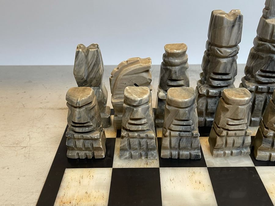 Hand Carved Marble Chess Pieces With Marble Board 16.5W X 16.5D X .75H [Photo 6]