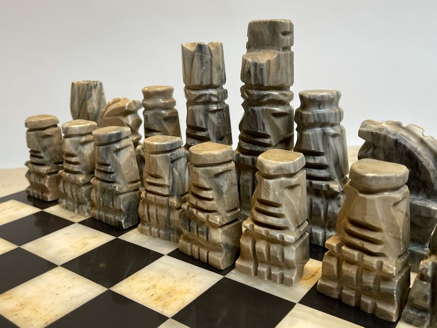 Hand Carved Marble Chess Pieces With Marble Board 16.5W X 16.5D X .75H [Photo 8]