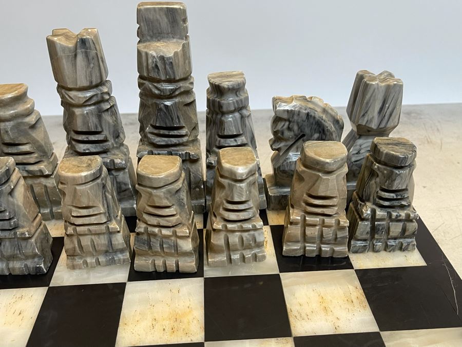Hand Carved Marble Chess Pieces With Marble Board 16.5W X 16.5D X .75H [Photo 7]