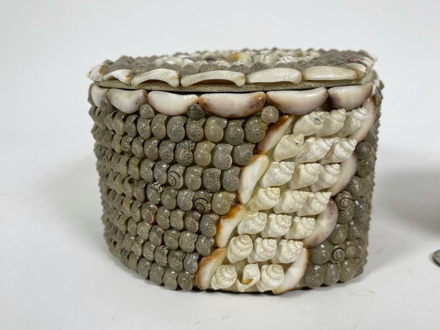 Pair Of Handmade Nesting Shell Decorated Boxes By Gloria Vanderbilt 6.5W X 6D X 4H [Photo 11]
