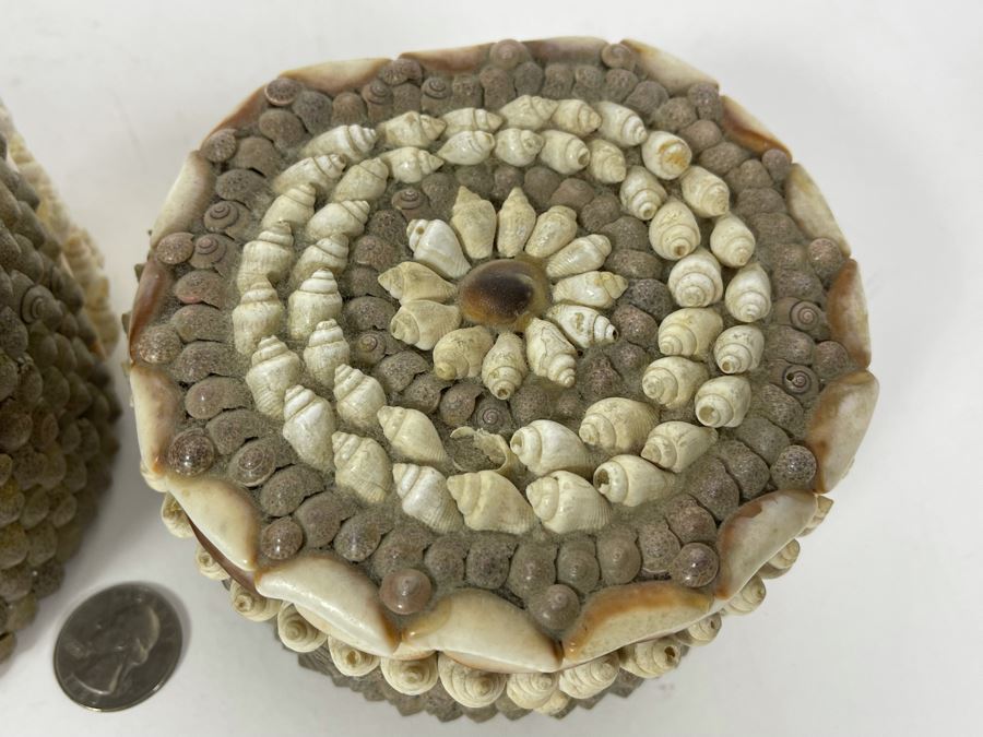 Pair Of Handmade Nesting Shell Decorated Boxes By Gloria Vanderbilt 6.5W X 6D X 4H [Photo 8]