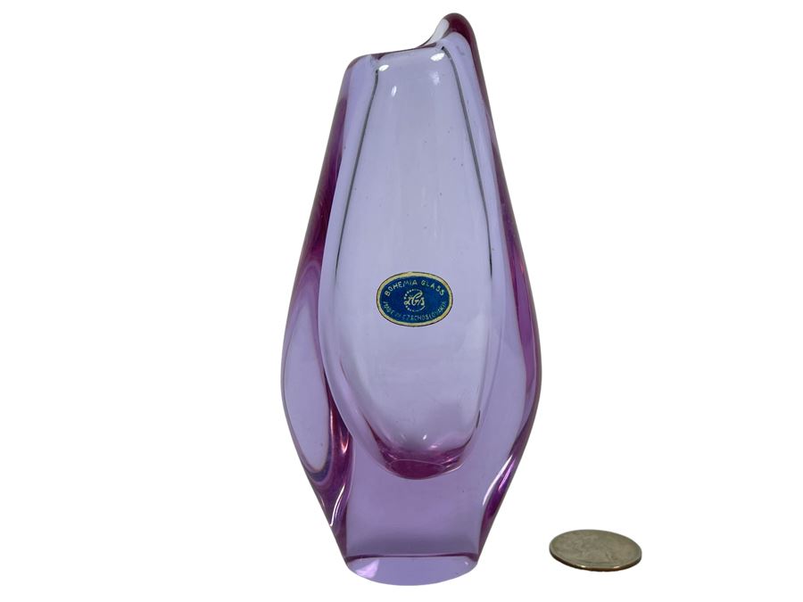 Small Purple Bohemia Glass Vase Made In Czechoslovakia 5.5H [Photo 1]