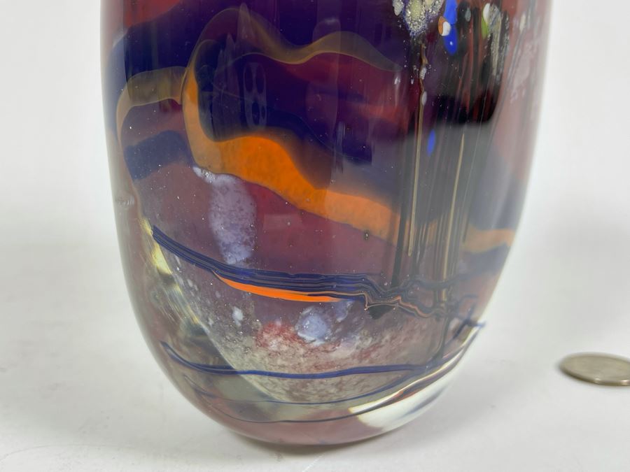 Signed M. Rhys Williams Studio Art Glass Vase 7H [Photo 5]