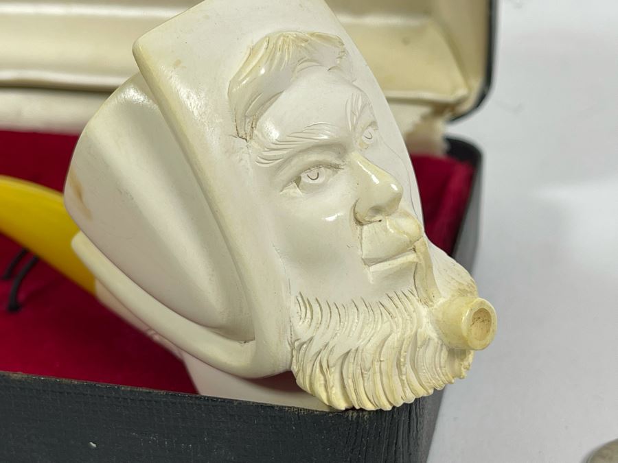 Vintage Meerschaum Carved Figural Man Pipe 6L Estimate $110 [Photo 6]