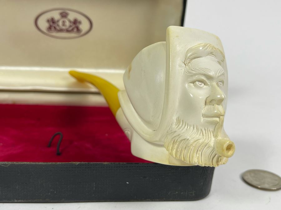 Vintage Meerschaum Carved Figural Man Pipe 6L Estimate $110 [Photo 3]