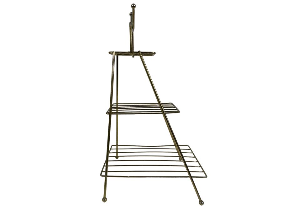 Mid-Century Atomic Brass Stand Rack 14W X 13D X 26H [Photo 3]