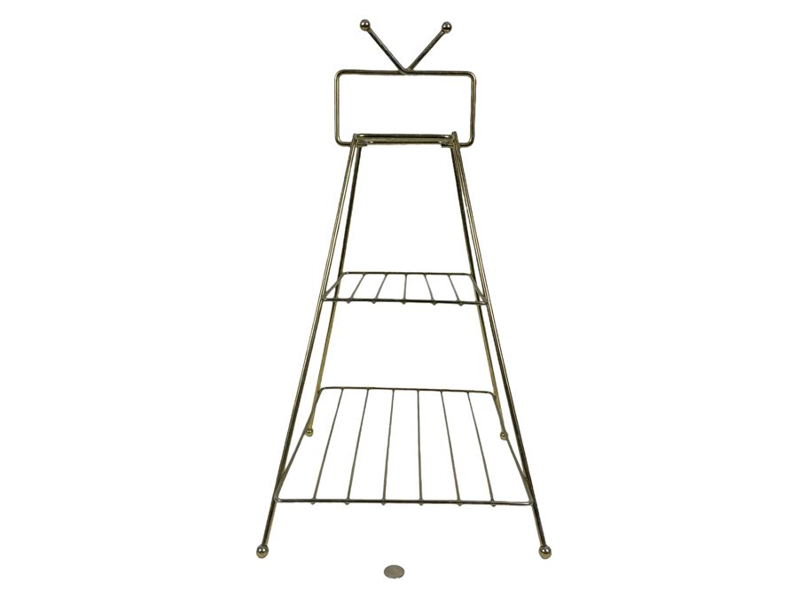 Mid-Century Atomic Brass Stand Rack 14W X 13D X 26H [Photo 2]