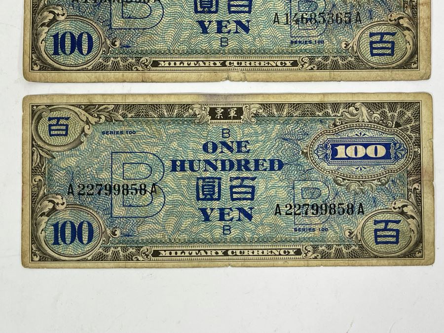 Pair Of Military WWII Japanese Currency One Hundred Yen Currency Bills [Photo 6]