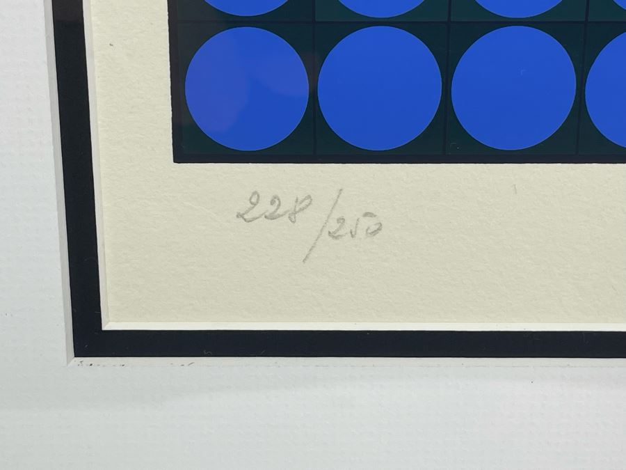 Victor Vasarely Hand Signed Limited Edition Lithograph Titled Battor 1977 20 X 37 Framed 26 X 43 [Photo 8]