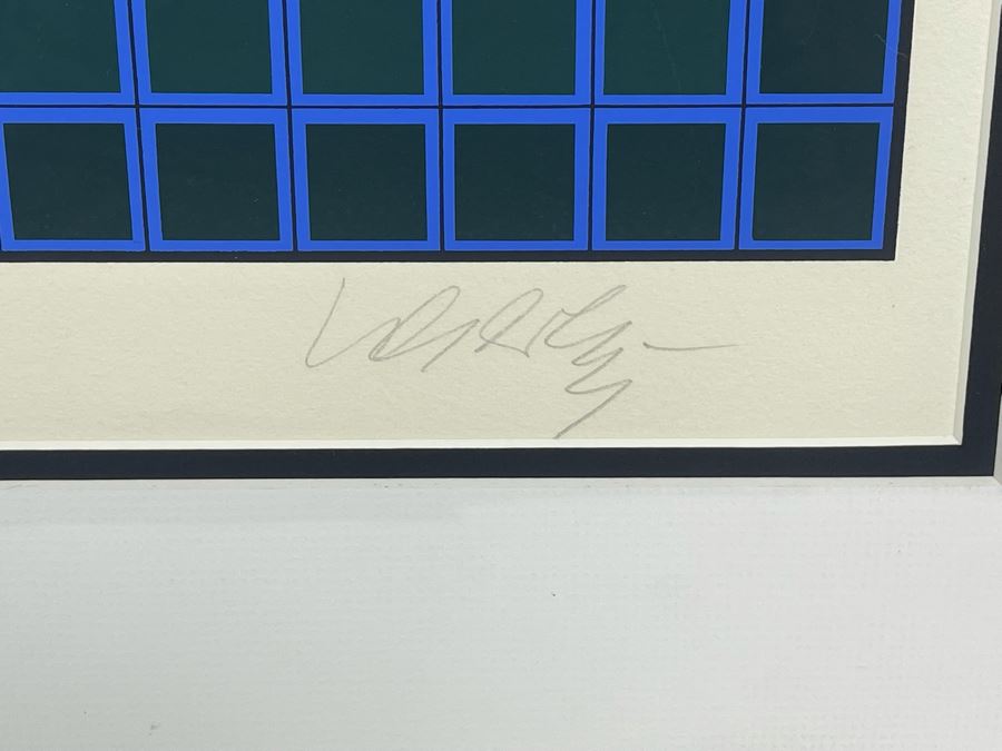Victor Vasarely Hand Signed Limited Edition Lithograph Titled Battor 1977 20 X 37 Framed 26 X 43 [Photo 7]