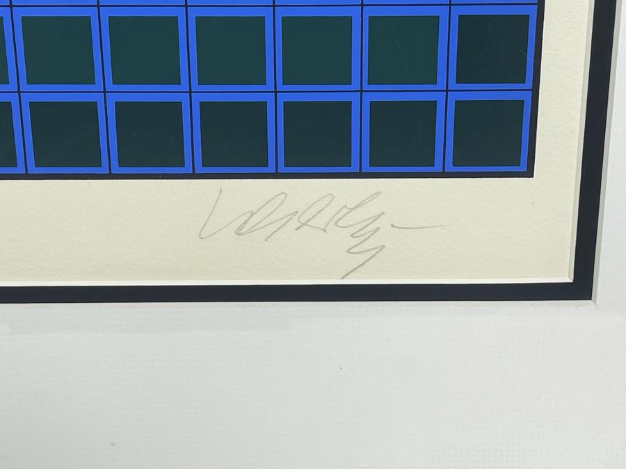 Victor Vasarely Hand Signed Limited Edition Lithograph Titled Battor 1977 20 X 37 Framed 26 X 43 [Photo 6]