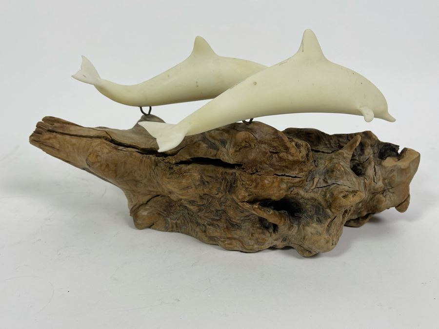 John Perry Dolphin Sculpture On Burlwood Base 12W X 5D X 6H [Photo 7]