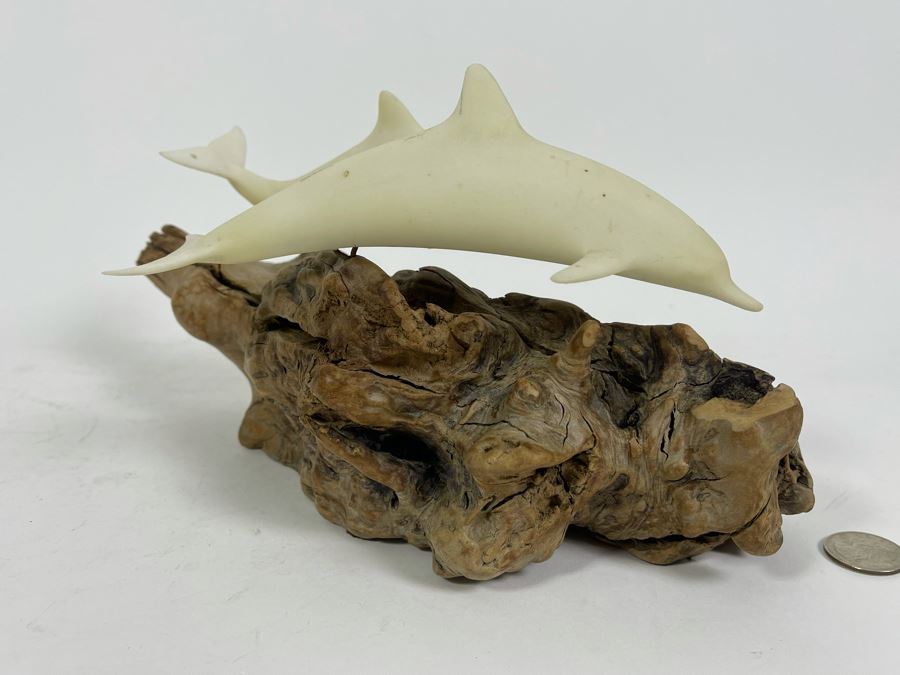 John Perry Dolphin Sculpture On Burlwood Base 12W X 5D X 6H [Photo 6]