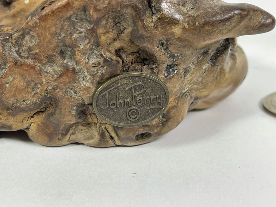 John Perry Whale Sculpture On Burlwood Base 6.5W X 3.5D X 4H [Photo 5]