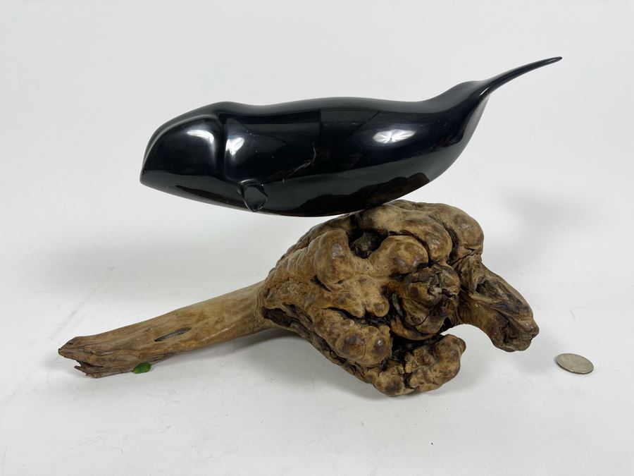 John Perry Whale Sculpture On Burlwood Base 12W X 6D X 8H [Photo 7]