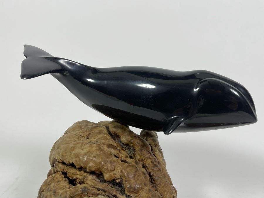 John Perry Whale Sculpture On Burlwood Base 12W X 6D X 8H [Photo 4]