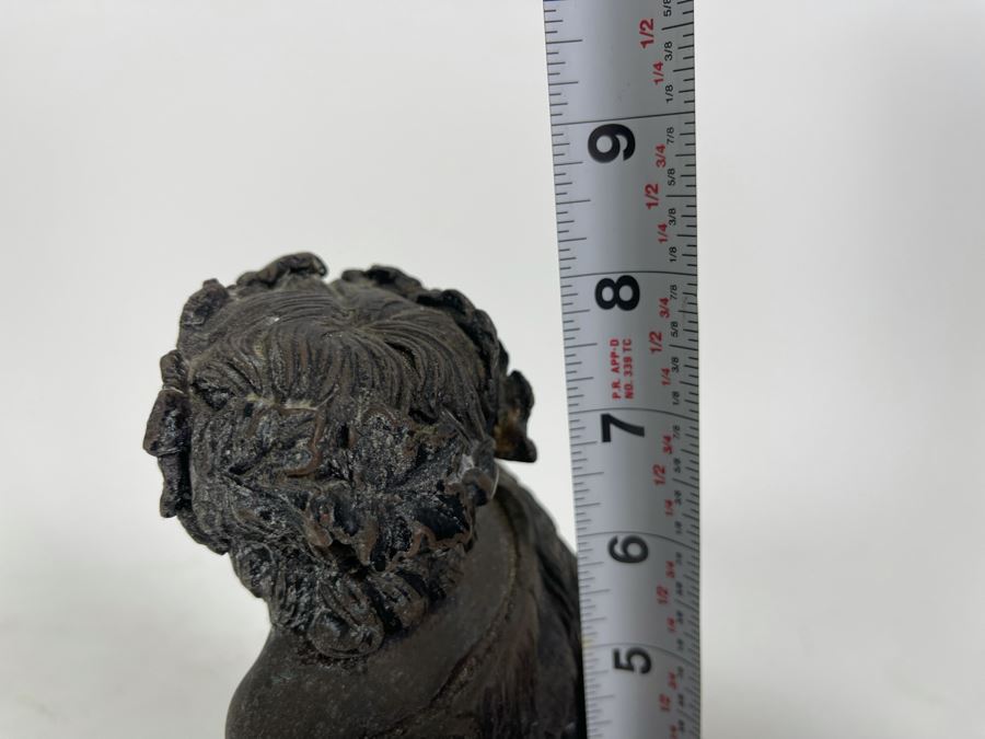 Pair Of Egisto Rossi Bronze Sculptures Of Infant Bacchus Holding Chalice Signed E. Rossi 8W X 4D X 8H [Photo 16]