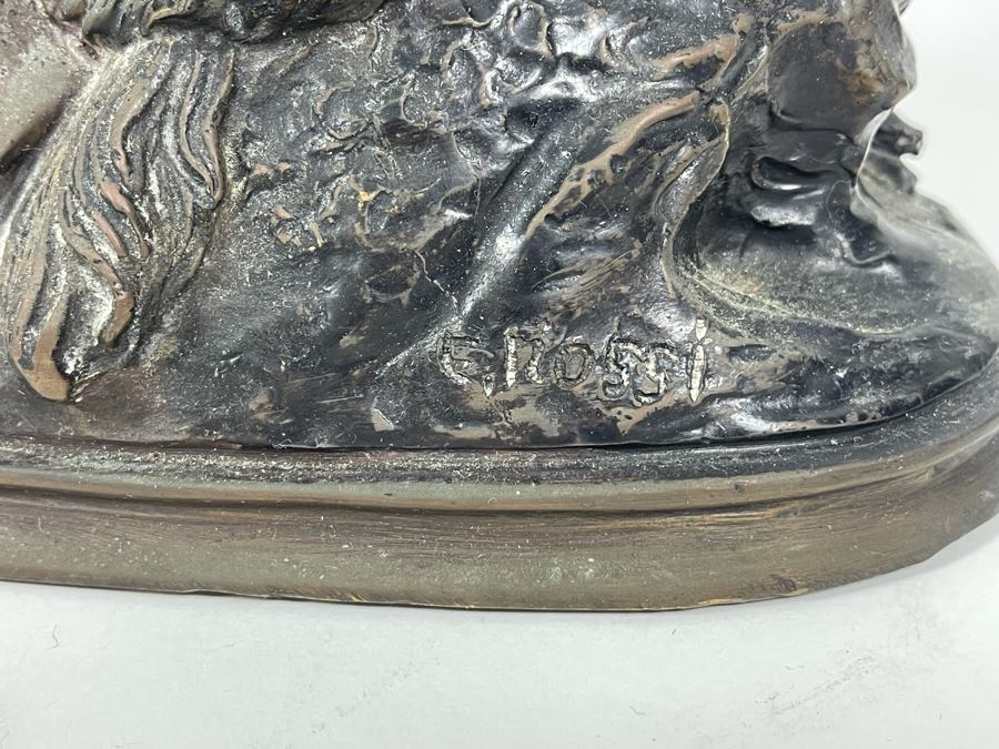 Pair Of Egisto Rossi Bronze Sculptures Of Infant Bacchus Holding Chalice Signed E. Rossi 8W X 4D X 8H [Photo 13]