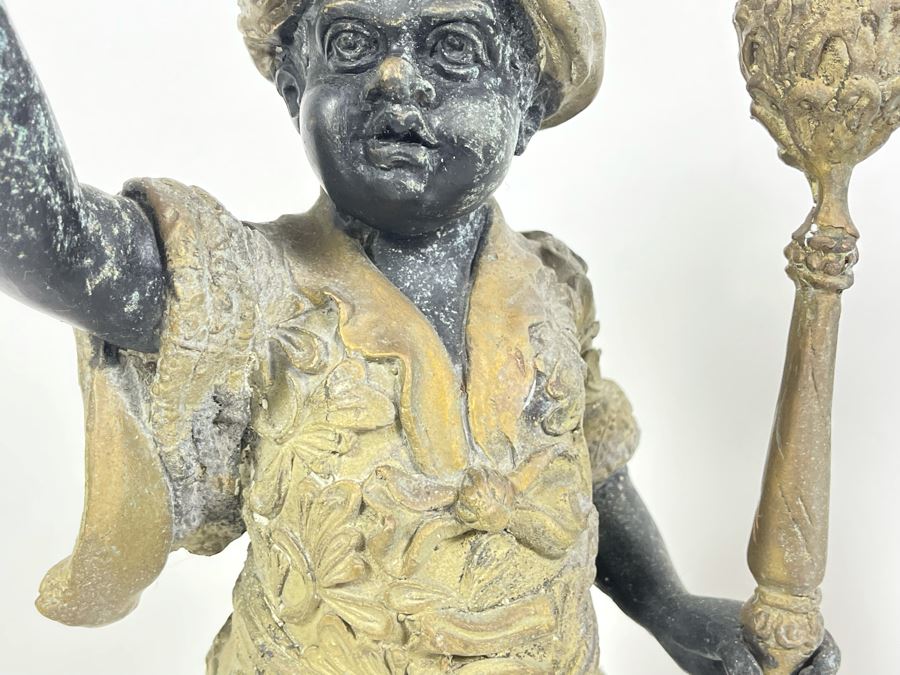 Pair Of Antique Venetian Italian Bronze Sculptures Candle Holders 16H [Photo 13]