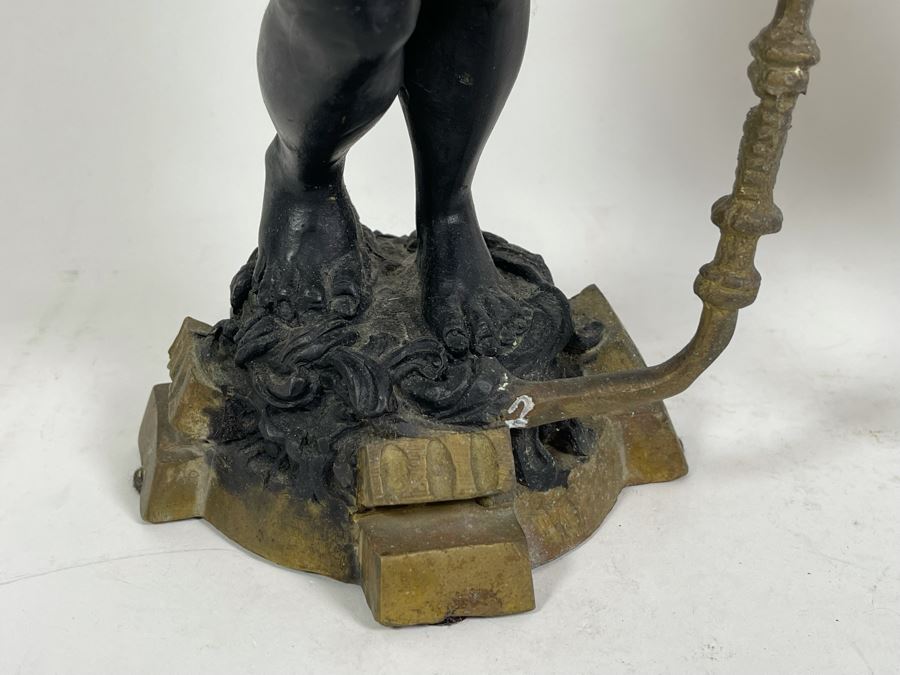 Pair Of Antique Venetian Italian Bronze Sculptures Candle Holders 16H [Photo 14]