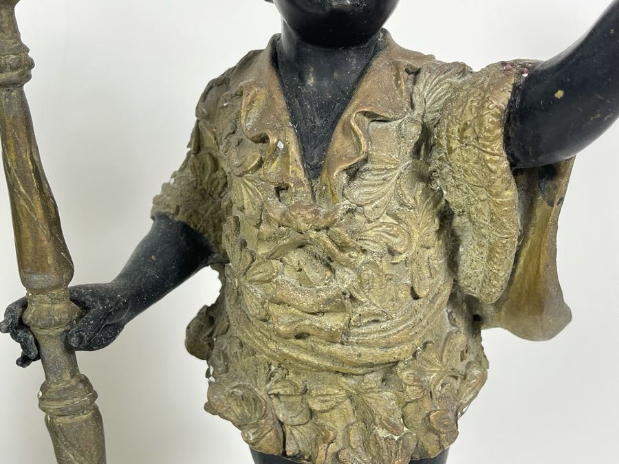 Pair Of Antique Venetian Italian Bronze Sculptures Candle Holders 16H [Photo 7]