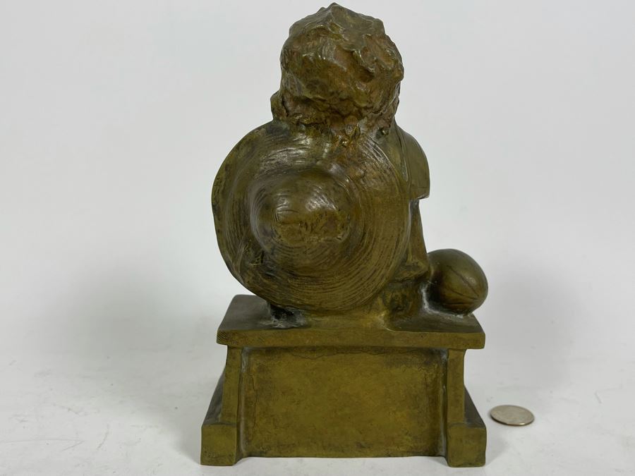 Juan Clara Ayats (1875-1958) Antique Signed Bronze Sculpture Of Seated Boy Stamped LB 13 5.5W X 4.5D X 9H [Photo 10]
