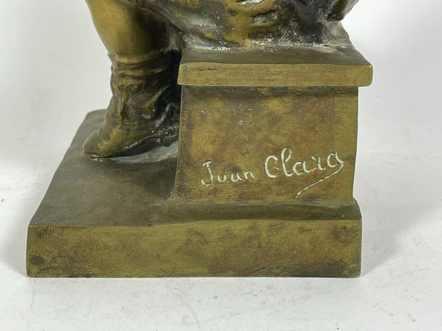 Juan Clara Ayats (1875-1958) Antique Signed Bronze Sculpture Of Seated Boy Stamped LB 13 5.5W X 4.5D X 9H [Photo 9]