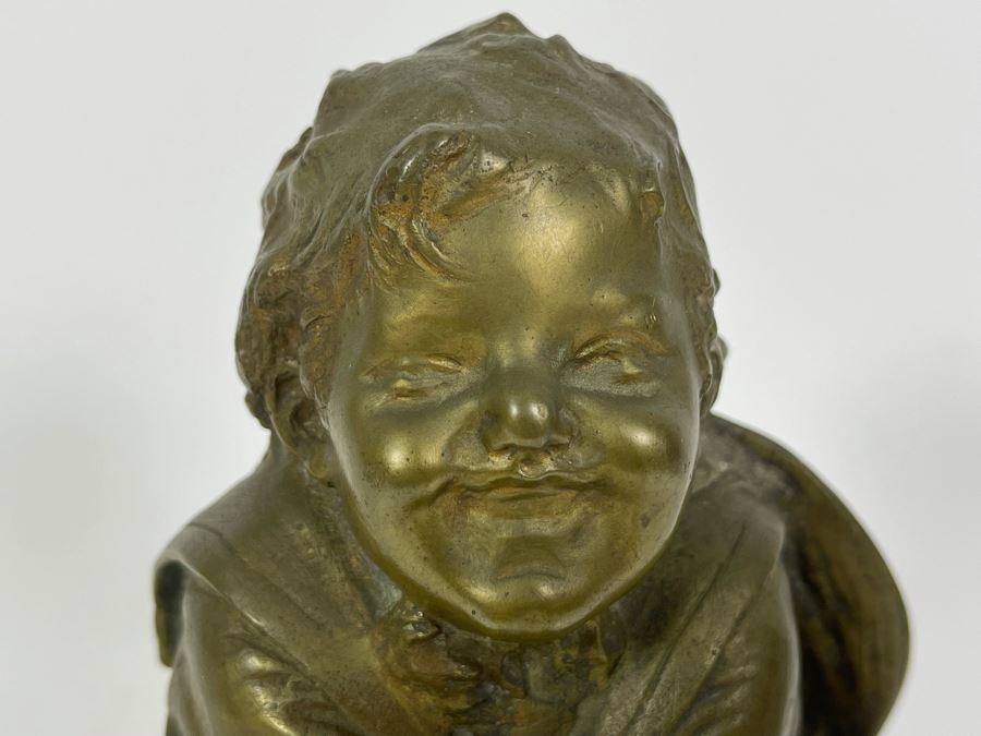 Juan Clara Ayats (1875-1958) Antique Signed Bronze Sculpture Of Seated Boy Stamped LB 13 5.5W X 4.5D X 9H [Photo 14]