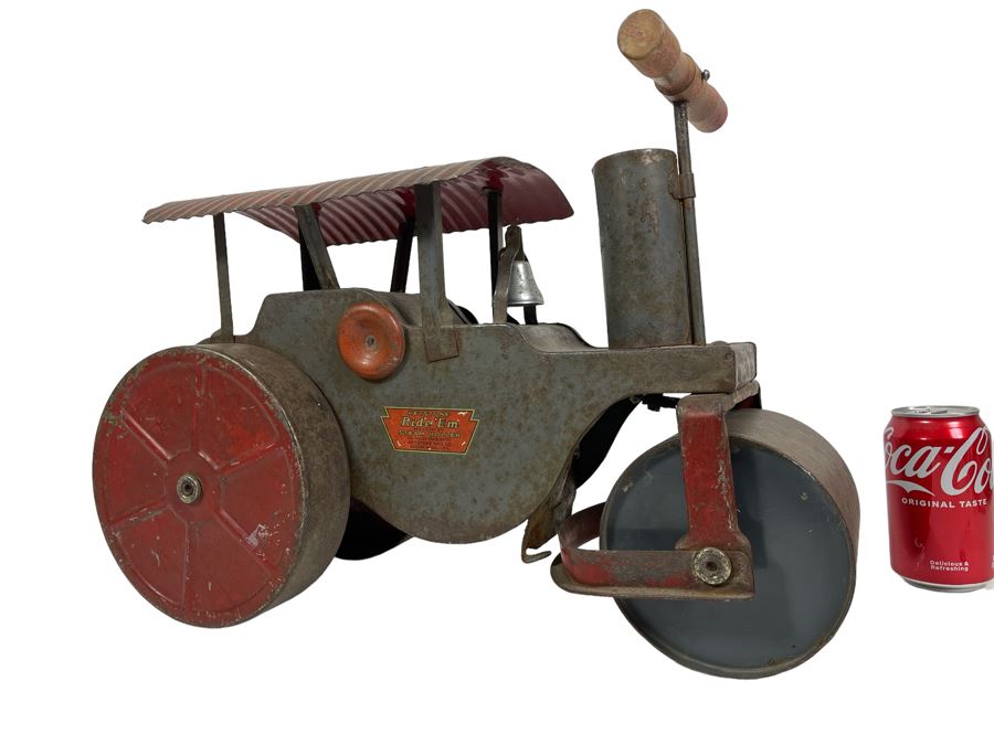 Vintage Keystone Ride ‘Em Steam Roller Child’s Toy Mfg By Keystone Mfg Co Boston, MA 19.5W X 8.5D X 14H [Photo 2]