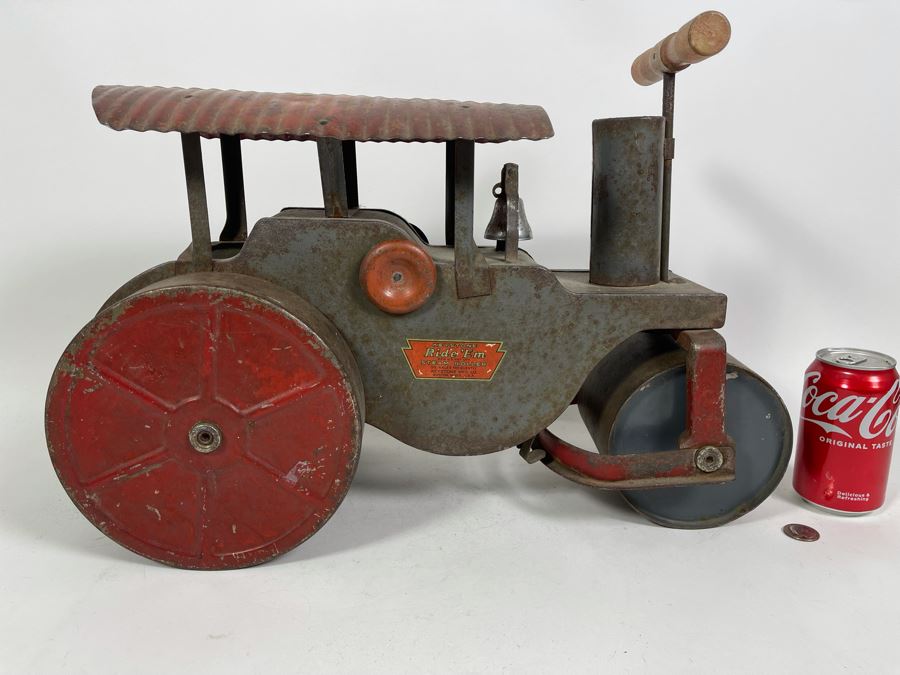 Vintage Keystone Ride ‘Em Steam Roller Child’s Toy Mfg By Keystone Mfg Co Boston, MA 19.5W X 8.5D X 14H [Photo 5]