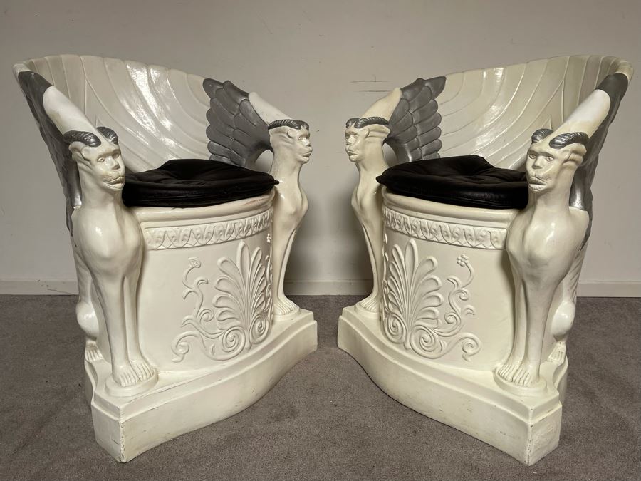 Pair Of Unusual Conversation Piece Fiberglass Armchairs Signed Continental Studios 1984 25W X 24D X 31H [Photo 11]