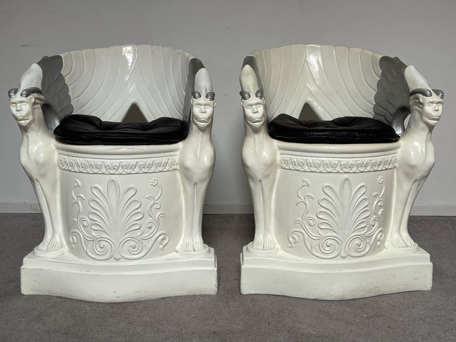 Pair Of Unusual Conversation Piece Fiberglass Armchairs Signed Continental Studios 1984 25W X 24D X 31H [Photo 6]