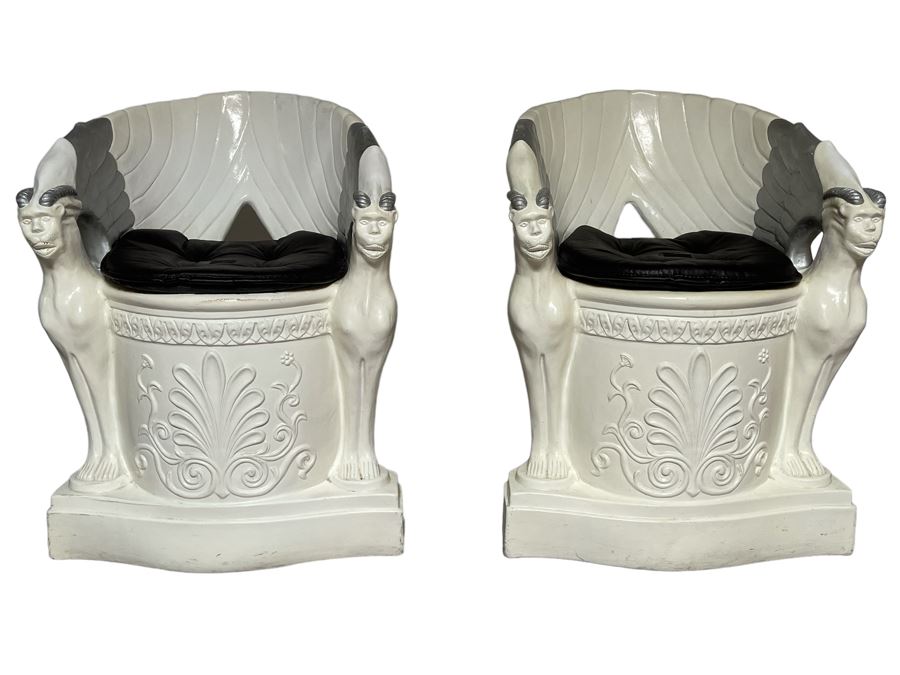 Pair Of Unusual Conversation Piece Fiberglass Armchairs Signed Continental Studios 1984 25W X 24D X 31H [Photo 3]