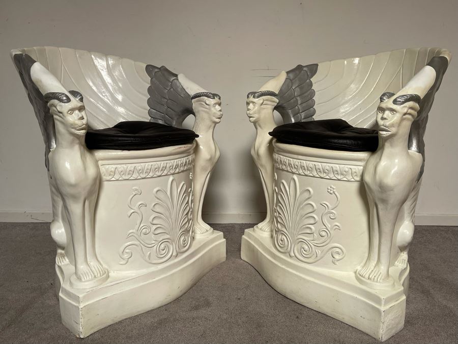 Pair Of Unusual Conversation Piece Fiberglass Armchairs Signed Continental Studios 1984 25W X 24D X 31H [Photo 9]